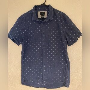 Quiksilver Men’s Navy Short-Sleeve Button-Down Shirt with Micro Dot Print